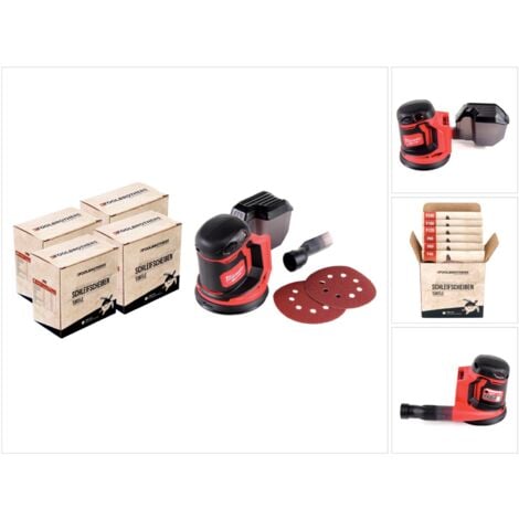 4x Toolbrothers TURTLE Schleifset 125mm + Milwaukee M18 BOS125-0 Akku Exzenterschleifer 18V 125mm Solo - ohne Akku, ohne Ladegerät