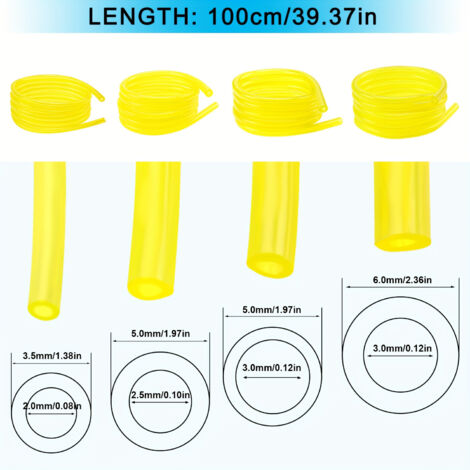 4x tuyau carburant – 23.5 / 2.55 / 35 / 36mm – Pour tondeuse / tronçonneuse / souffleur / taille-haie