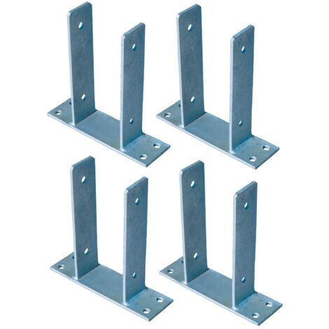 4x U Pfostenträger für Zaunpfosten 9x9 cm zum Aufschrauben verzinkt Pfostenanker