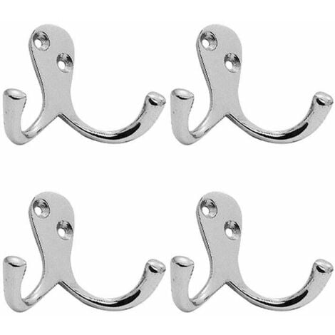 4x Victorian One Piece Double Bathroom Robe Hook 26mm Projection Satin  Chrome
