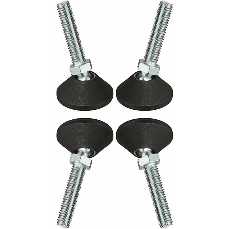 4x Vis de pied meuble vérin articulation à bille en acier galvanisé zingué et plateau de pied en plastique Table Chaise Poussoir Cuisine Salle de