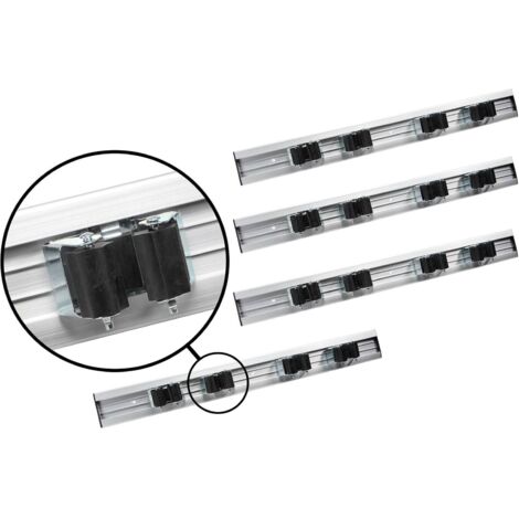 4x Wandhalter Werkzeugleiste für Gartengeräte Besen Rundstiele Klemmleiste