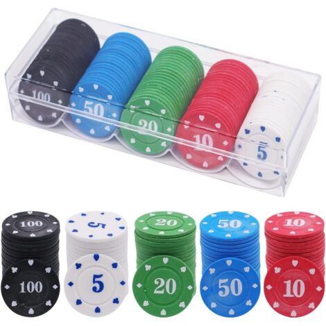 4x0,2cm-Casino-Jetons, 100er-Packung Acryl-Pokerchips mit Box