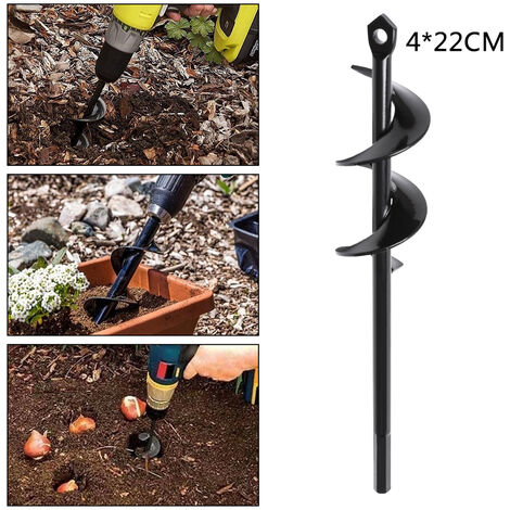 4*45cm Foret de jardin en spirale foret de fleur planteur ampoule HEX arbre foret tariere Yard outil de plantation