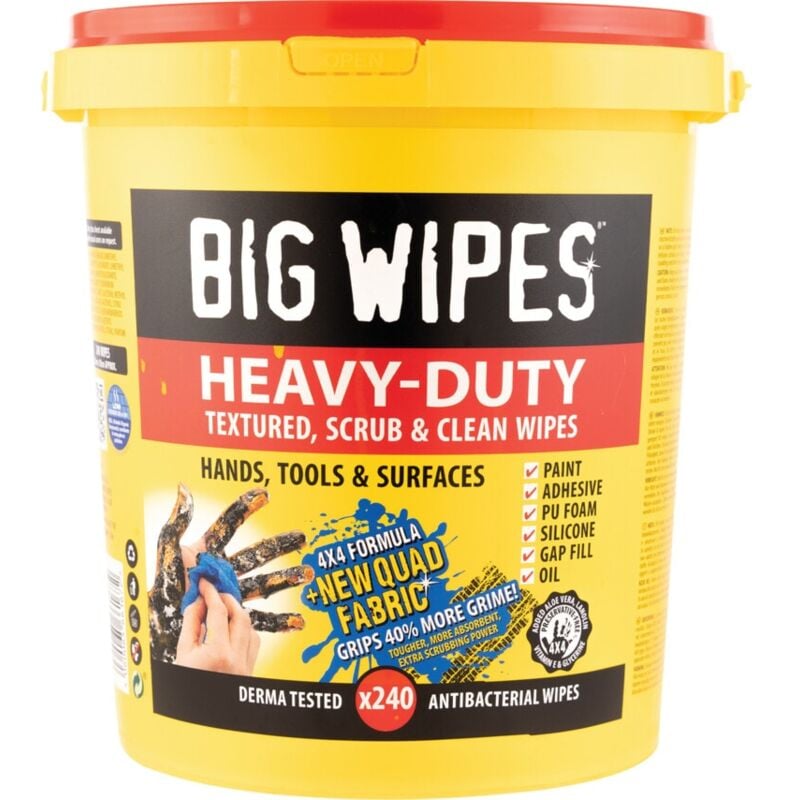 Big Wipes - 4 x 4 Heavy Duty Wipes, Pack of 240