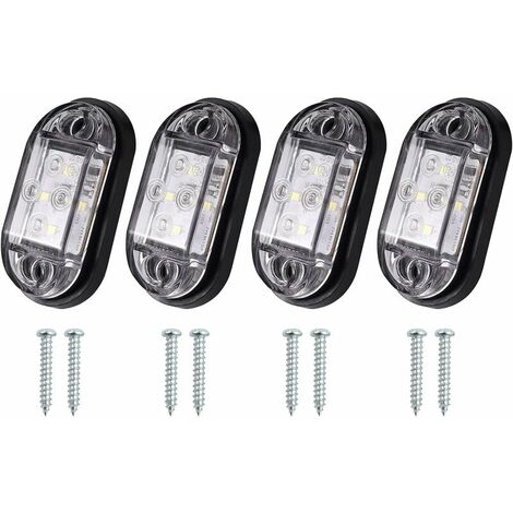 4x4LEDs Feux Latéraux éclairage Arrière Avant Feux de Gabarit LED étanche Feux de Position 12V 24V Universel pour Remorque Van Caravan Camion Lorry Bus-Blanc