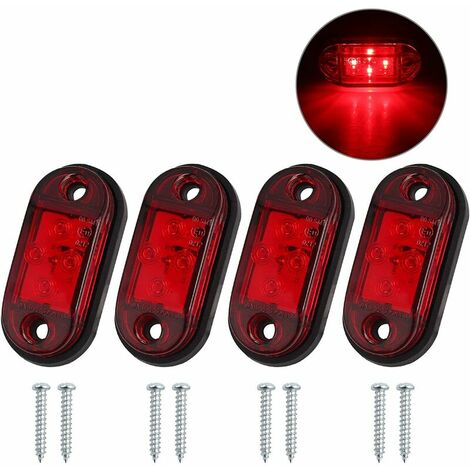 4x4LEDs Feux Latéraux Éclairage Arrière Avant Feux de Gabarit LED Étanche Feux de Position 12V 24V Universel pour Remorque Van Caravan Camion Lorry Bus-Rouge Cisea