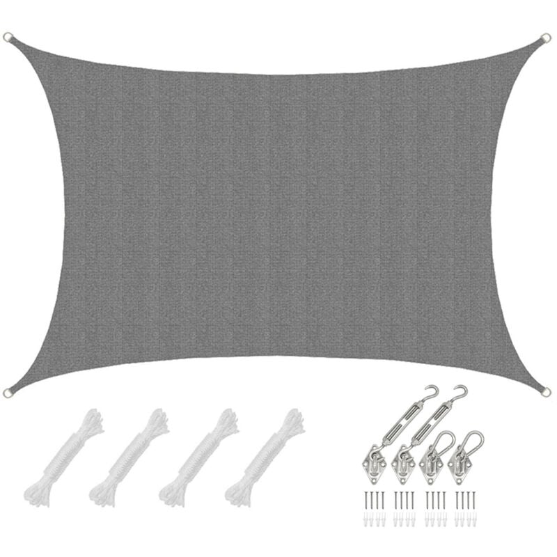 4x6 Voile d'Ombrage Rectangulaire Respirante - Toile de Jardin uv avec Fixation