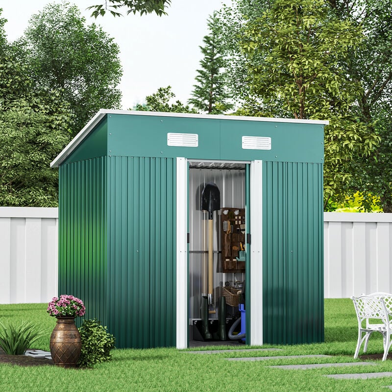 4ft x 6ft Metal Garden Shed Outdoor Tool shed,Green