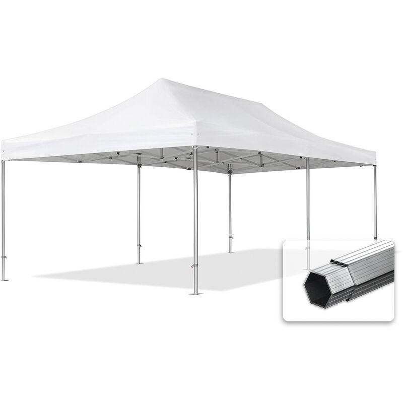 INTENT24 4x8 m Tente pliante - Alu, PES env. 400g/m², blanc - blanc