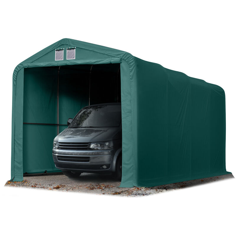 Intent24 - 4x8m tente-garage de stockage, porte 3,5x3,5m, toile pvc d'env. 550 g/m² - vert