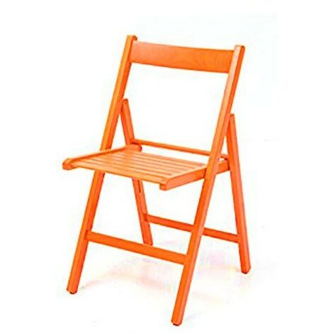 4xChaise pliante en hêtre de haute qualité couleur orange 43x48xh.79 cm EFFEZ