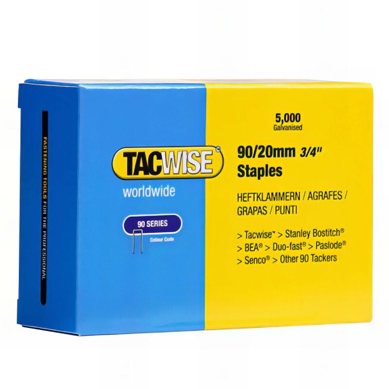 5 000 agrafes galvanisées l. 20 mm type 90 - 0307 Tacwise