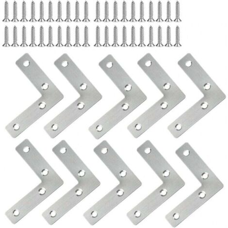 5/10 piezas de soportes de esquina de acero inoxidable: placas de fijación para muebles, placas de conexión en forma de L con tornillos, 60 x 60 mm