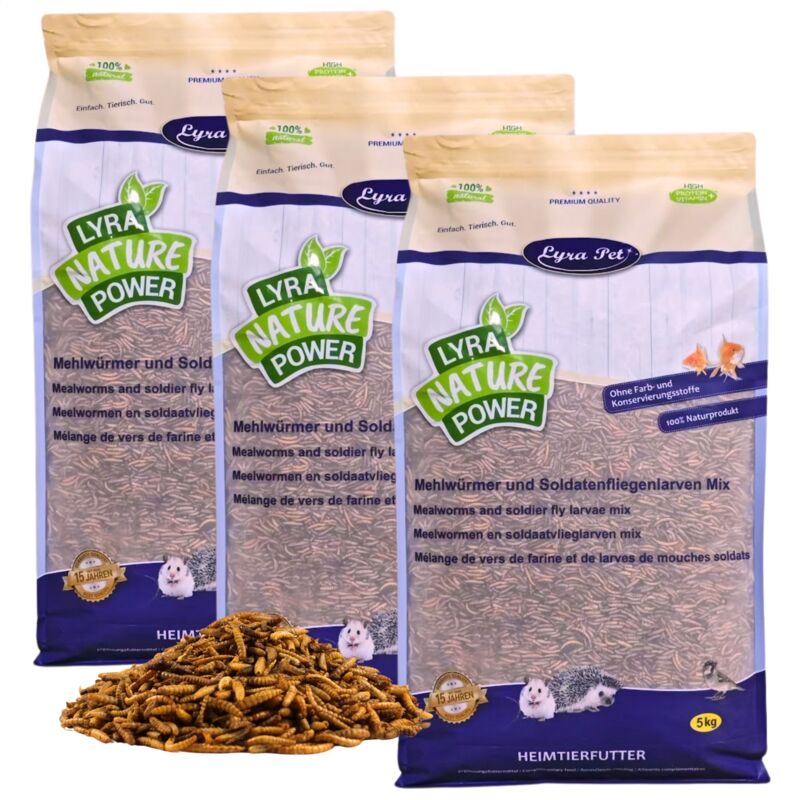 15 kg Lyra Pet® Mélange de vers de farine/larves de mouches soldats