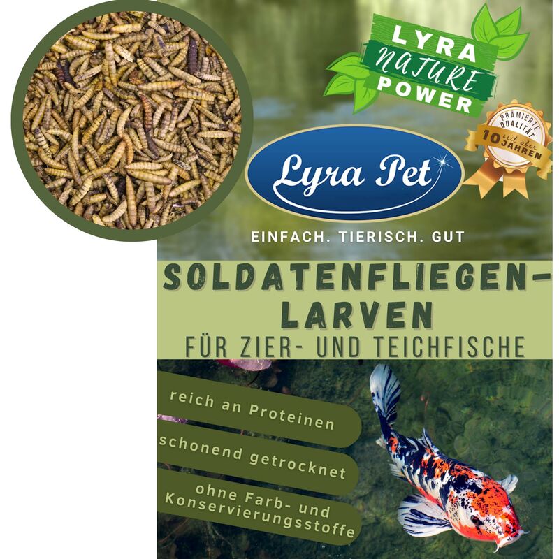 Lyrapetgmbh - 20 kg Lyra Pet® Soldatenfliegenlarven für Zier- und Teichfische