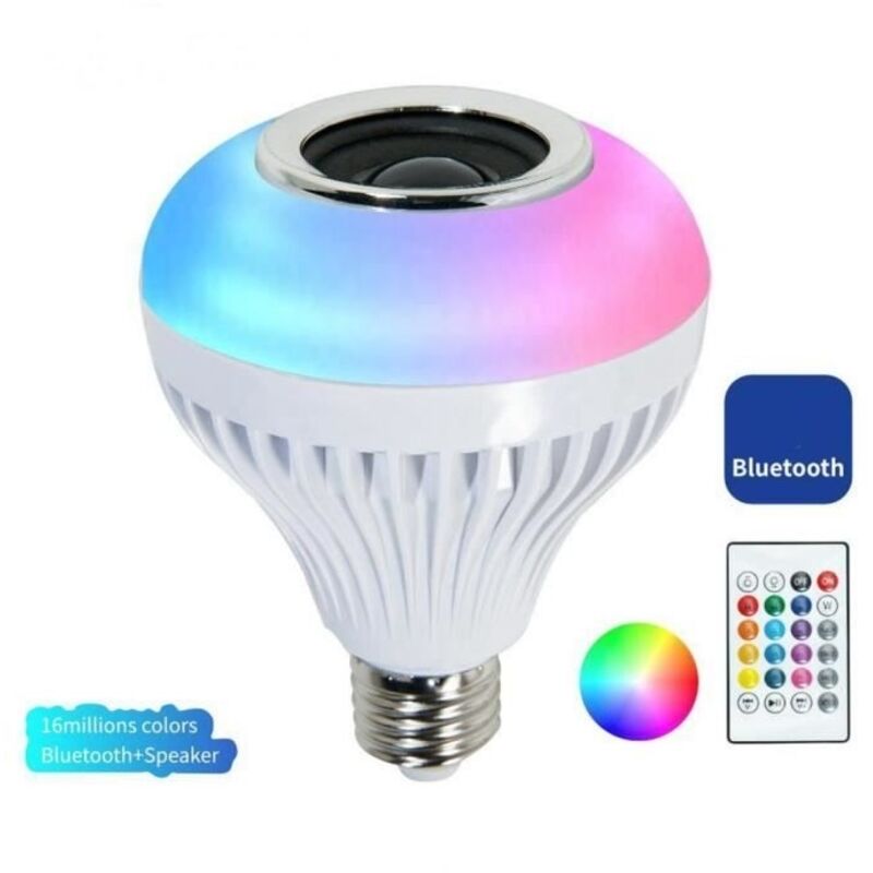 5-7W Sans Fil Bluetooth Haut-Parleur Lampe LED RVB Musique Ampoule E27 Dimmable, 6500K Blanc Froid