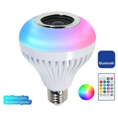 5-7W Sans Fil Bluetooth Haut-Parleur Lampe LED RVB Musique Ampoule E27 Dimmable, 6500K Blanc Froid