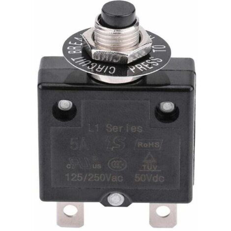 5-A-Leistungsschalter mit optionalem Thermorückstellschalter, 125–250 V AC, 50 V DC, Überstromschutz-Druckknopf-Leistungsschalter