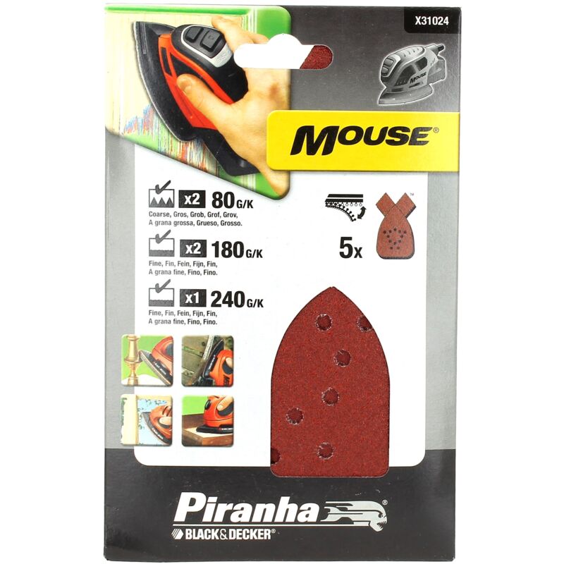 5 abrasivi mouse assortiti per levigatrice Black&decker