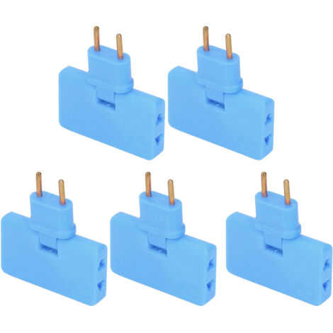 5 Adaptateurs de Prise EU sans Fil, 180° Rotation, 1 vers 3 Prises, 110‑250V Bleu