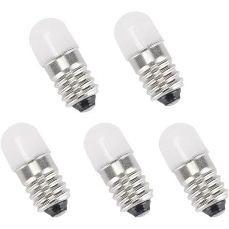 5 ampoules LED avec culot E10 0,5 W 12 V blanc froid lampe de poche pour phare mini lampe de poche remplace 6000 K (5) [Classe énergétique G]