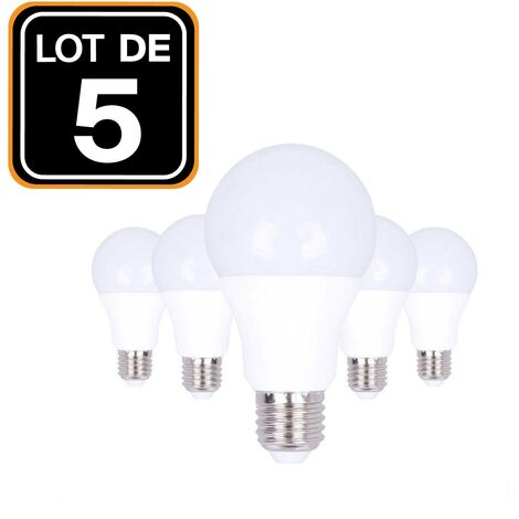 5 Ampoules LED E27 20W 3000K Blanc Chaud Haute Luminosité