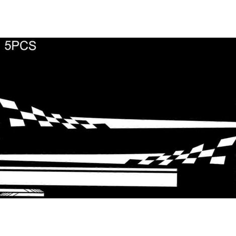 5 autocollants de bandes de course pour rétroviseur latéral et capot de voiture, décalcomanies de carrosserie pour portière et coffre, stickers décoratifs de style sport.