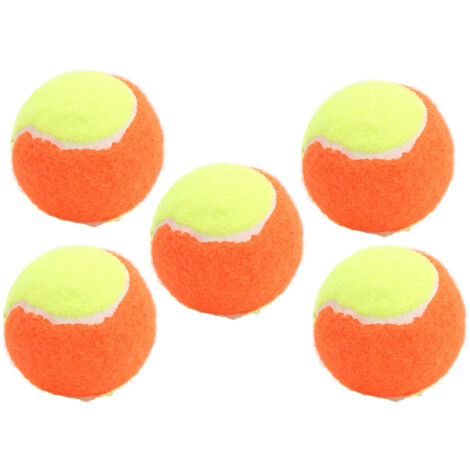 5 Balles de Tennis en Caoutchouc Souple 6cm pour Entraînement Canin et Jeu - Orange Résistant