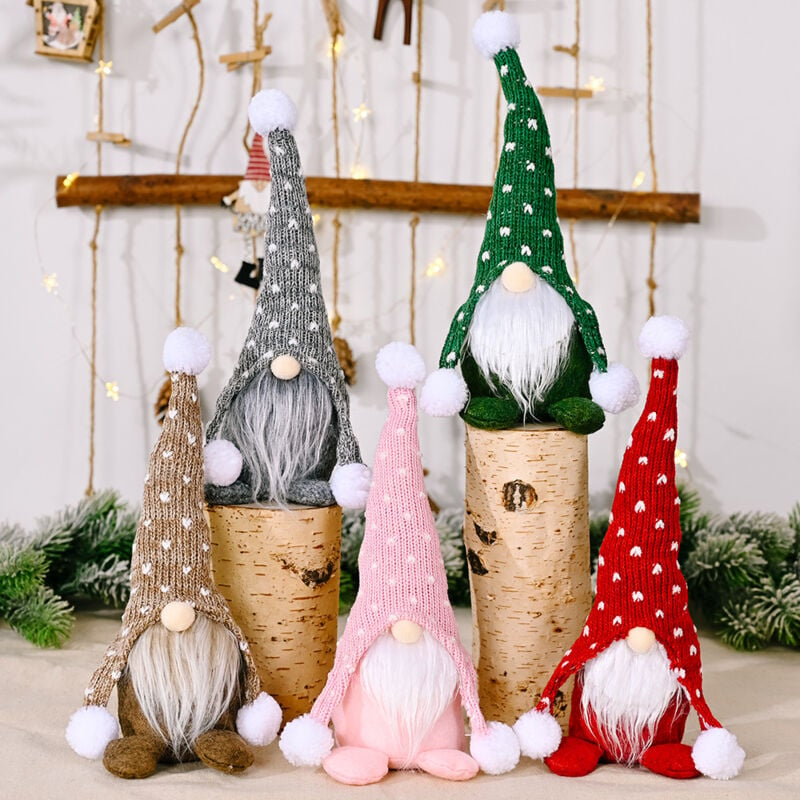 Image of 5 bambole di gnomi svedesi di Natale, ornamenti natalizi fatti a mano bambole senza volto, bambola di peluche di Babbo Natale, per decorazioni