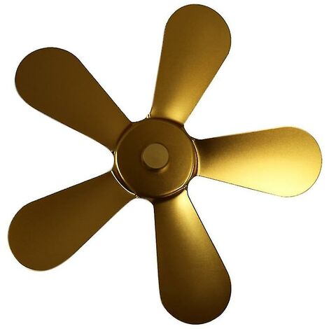 5 Blades Efficient Heat Powered-aluminum Fireplace Fan，Gold，THSINDE