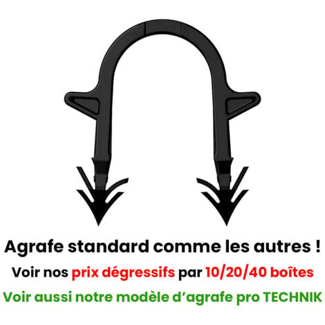 5 boîtes de 300 agrafes standard black - Hauteur 40 mm - Fixation Tube Ø 16 / 20 mm - Arcanaute