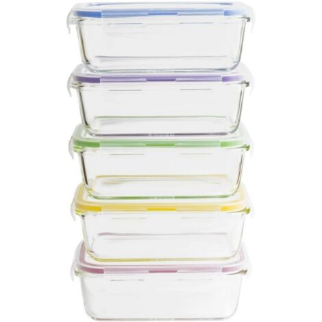 5 boîtes rectangulaires batch cooking - Pebbly - PKV-5SRB