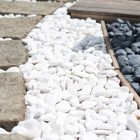 Piedras decorativas (1 kg, 5 kg, 10 kg, 20 kg, 25-40 mm), color blanco