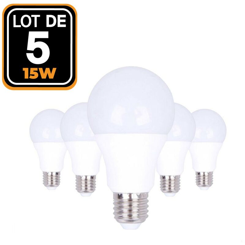5 bombillas led E27 A60 15 W 220 V 3000 K blanco cálido Alta luminosidad
