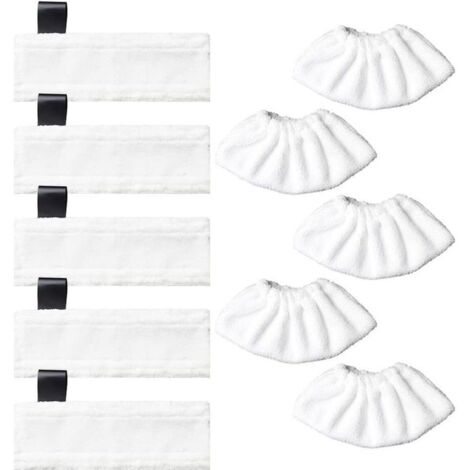5 Bonnettes pour Buse de Sol en Microfibre + 5 Chiffons pour Buse à Main Accessoire lavables Compatibles avec Kärcher EasyFix SC2, SC3, SC4, SC5 Nettoyeurs Vapeur
