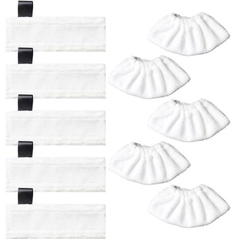 5 Bonnettes pour Buse de Sol en Microfibre + 5 Chiffons pour Buse à Main Accessoire lavables Compatibles avec Kärcher EasyFix SC2, SC3, SC4, SC5 Nettoyeurs Vapeur