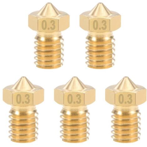 5 boquillas de latón de 0,3 mm para impresoras 3D e3d V5 - V6 con filamento de 1,75 mm
