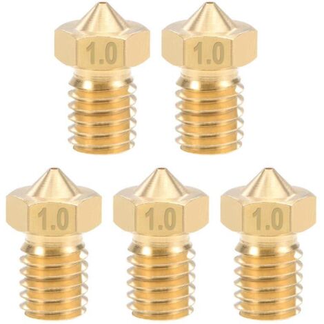 5 boquillas de latón de 1,0 mm para impresoras 3D de filamento e3d V5 - V6 (1,75 mm)