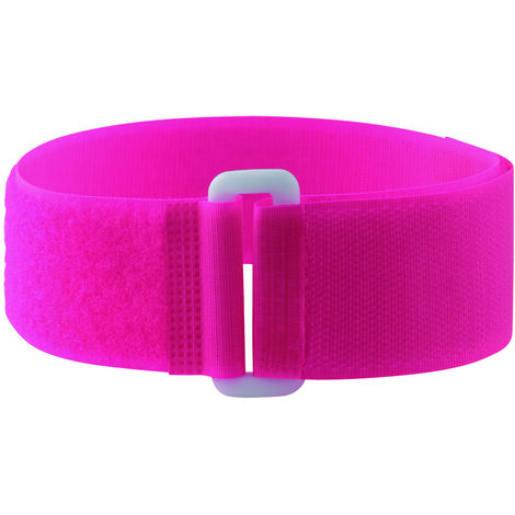 5 Bracelets auto-agrippants fluo avec passant rose