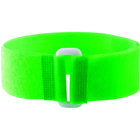 5 Bracelets auto-agrippants fluo avec passant vert UKAL