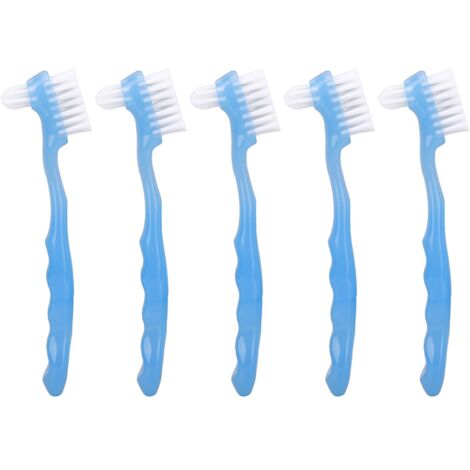 5 Brosses à Dentier Professionnelles, Double Face pour Nettoyage Complet - Bleu, Voyage et Maison