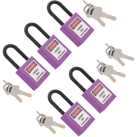 5 Cadenas de Sécurité 38mm Antidérapants pour Industries, BTP, Laboratoires, Zones Chimiques Violet