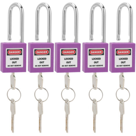 5 Cadenas de Sécurité 38mm avec 10 Clés et Étiquettes pour Sécurité Industrielle et Machines (Violet)