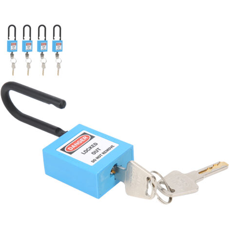 5 Cadenas de Sécurité en Nylon 38mm Antipoussière avec Clé pour Procédure Lockout Tagout - Bleu