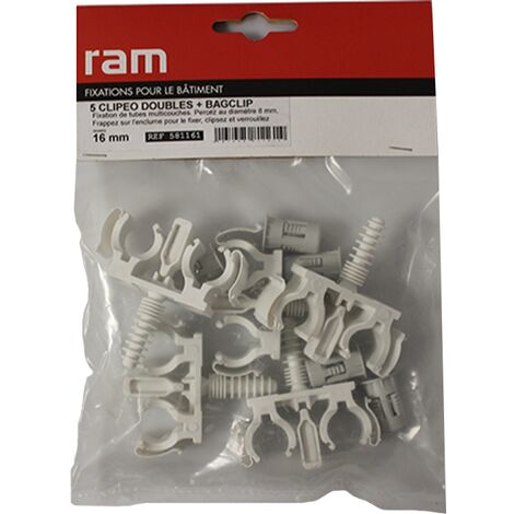 5 CLIPEO double blanc avec 5 BAGCLIP pour tube multicouche nu Ø16 - RAM