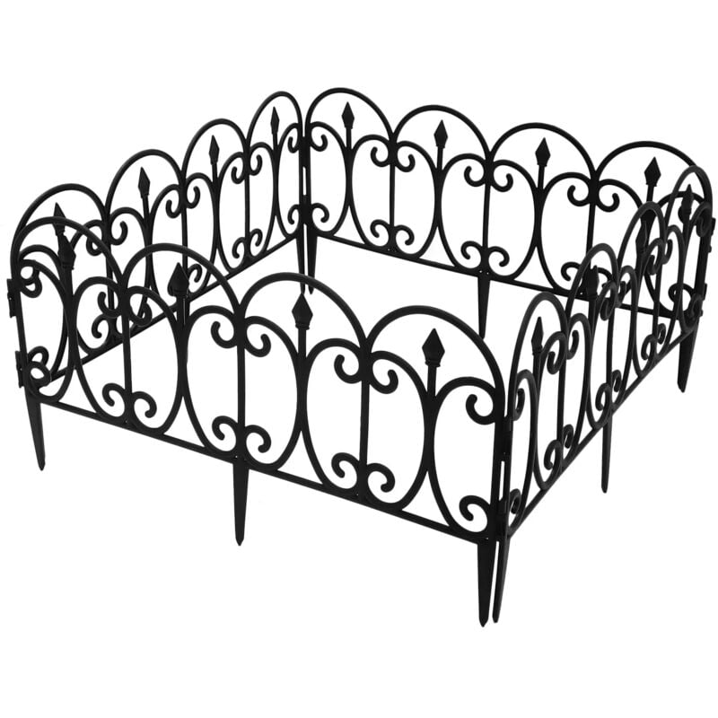 Gojoy - 5 x Clôtures De Jardin Décoratives Arquées, Clôture De Jardin Noire, Clôture De Jardin En Plastique