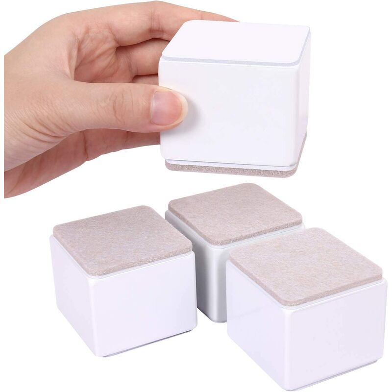 5 cm Rehausseurs de Meubles, 6 cm de Longueur Rehausseurs de Lit, Peut Soulever 5 cm pour Canapé, lit et Armoire, Carré Blanc,