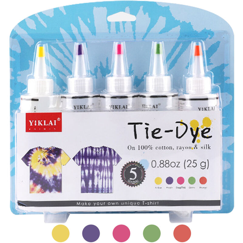 

5 colores DIY Kits de tenido anudado Juego de tinte de tela Pintura de tela 120 ml / botella con bandas de goma Guantes Delantal de bolsa