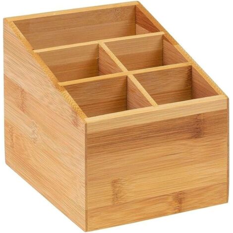 5 Compartment Bamboo Organizer Cutlery Utensil Storage Box